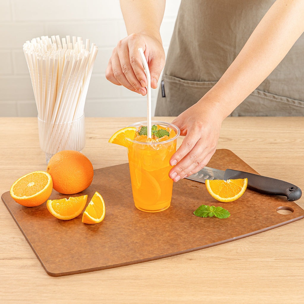 Basic Nature White Paper Bendable Straw - Unwrapped, Biodegradable, 6 mm - 7 3/4" - 1000 count box