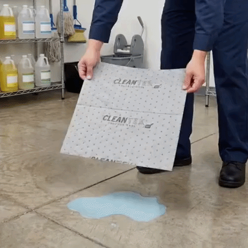 Clean Tek Professional Gray Universal Sorbent Pad - Medium Weight, Perforated - 15" x 19" - 100 count box