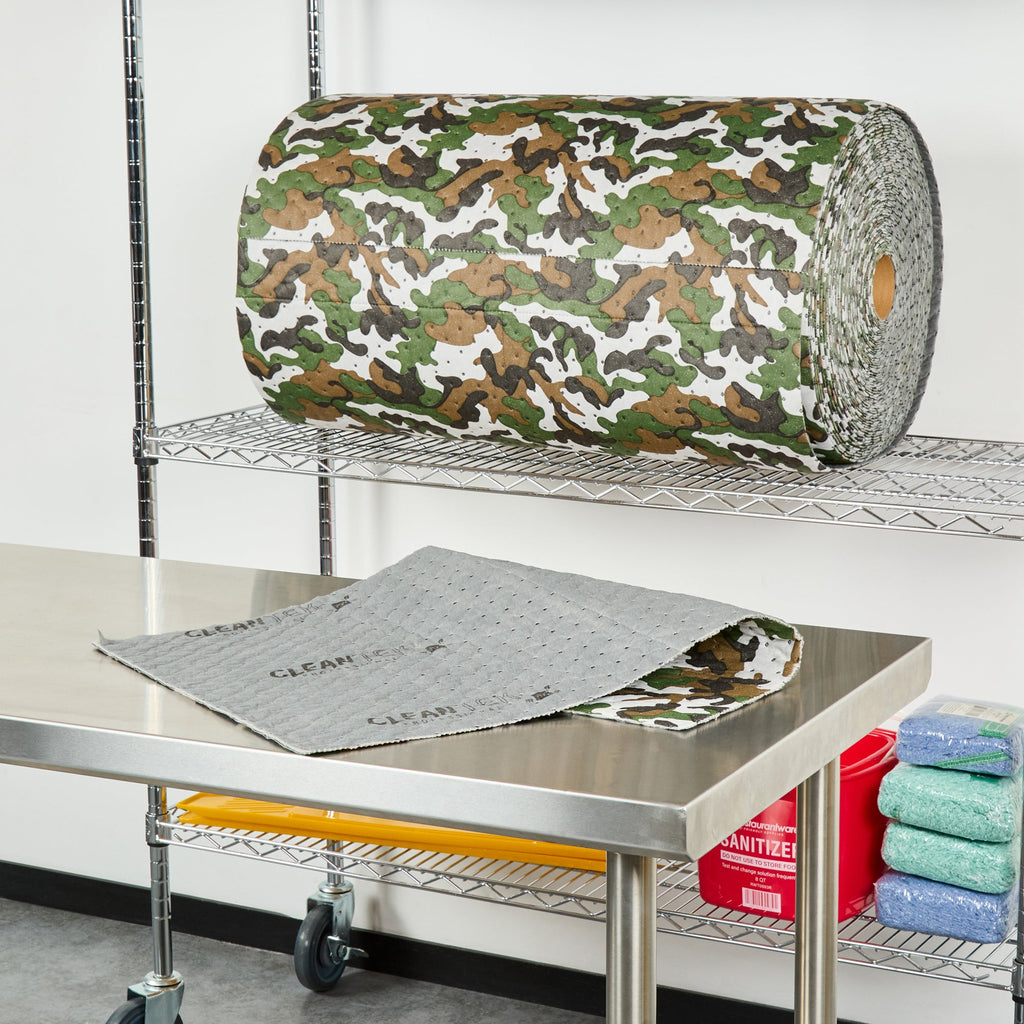Clean Tek Professional Camouflage Universal Sorbent Mat - Perforated - 150' x 30" - 1 count box
