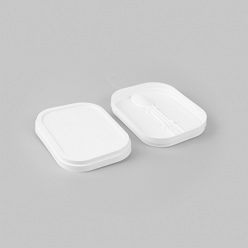 Coppetta Square White Plastic Lid - Fits 7 and 12 oz To Go Cup, with Spoon - 200 count box
