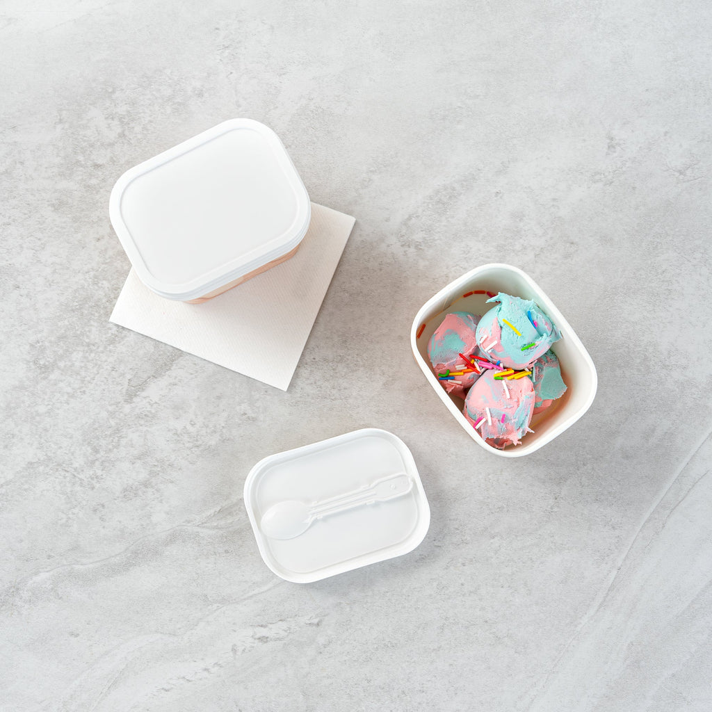 Coppetta Square White Plastic Lid - Fits 7 and 12 oz To Go Cup, with Spoon - 200 count box