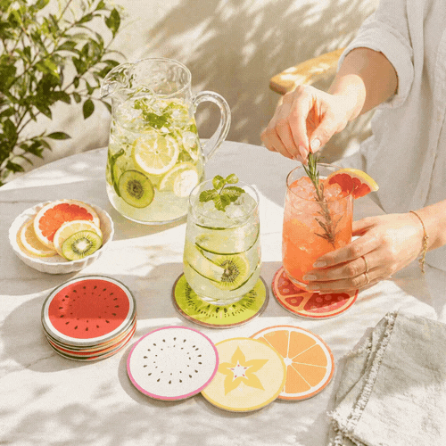 Bar Lux Round Fruit Paper Coaster - 6 Assorted Designs - 4" - 480 count box