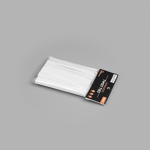 Bag Tek White Paper Twist Tie / Bag Tie - Laminated - 4" - 5000 count box