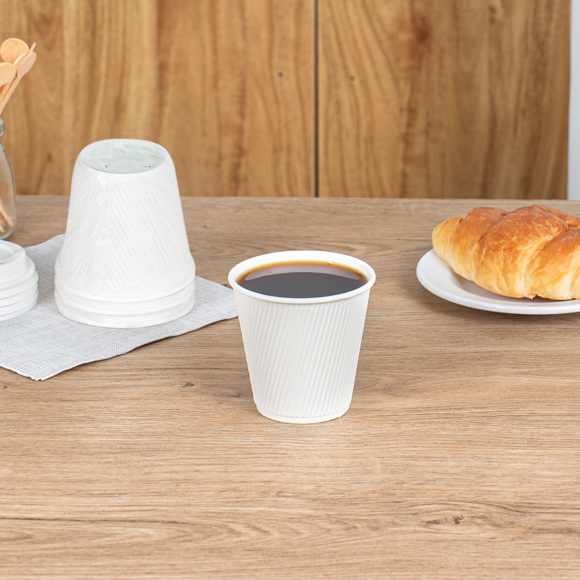 Restpresso 8 oz White Paper Hot Cup - Individually Wrapped, Ripple Wall - 500 count box