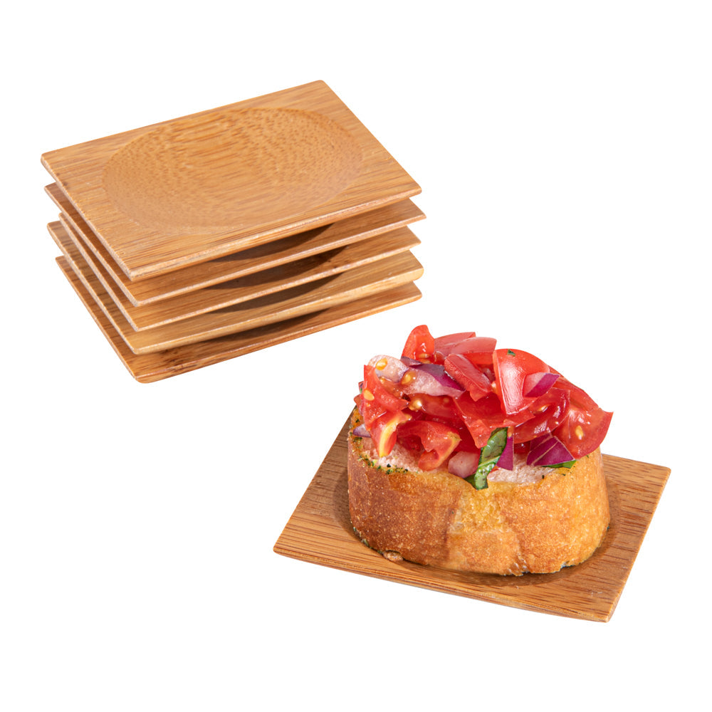 Bambuddha Rectangle Natural Bamboo Dish - 3" x 2 1/4" x 1/2" - 100 count box