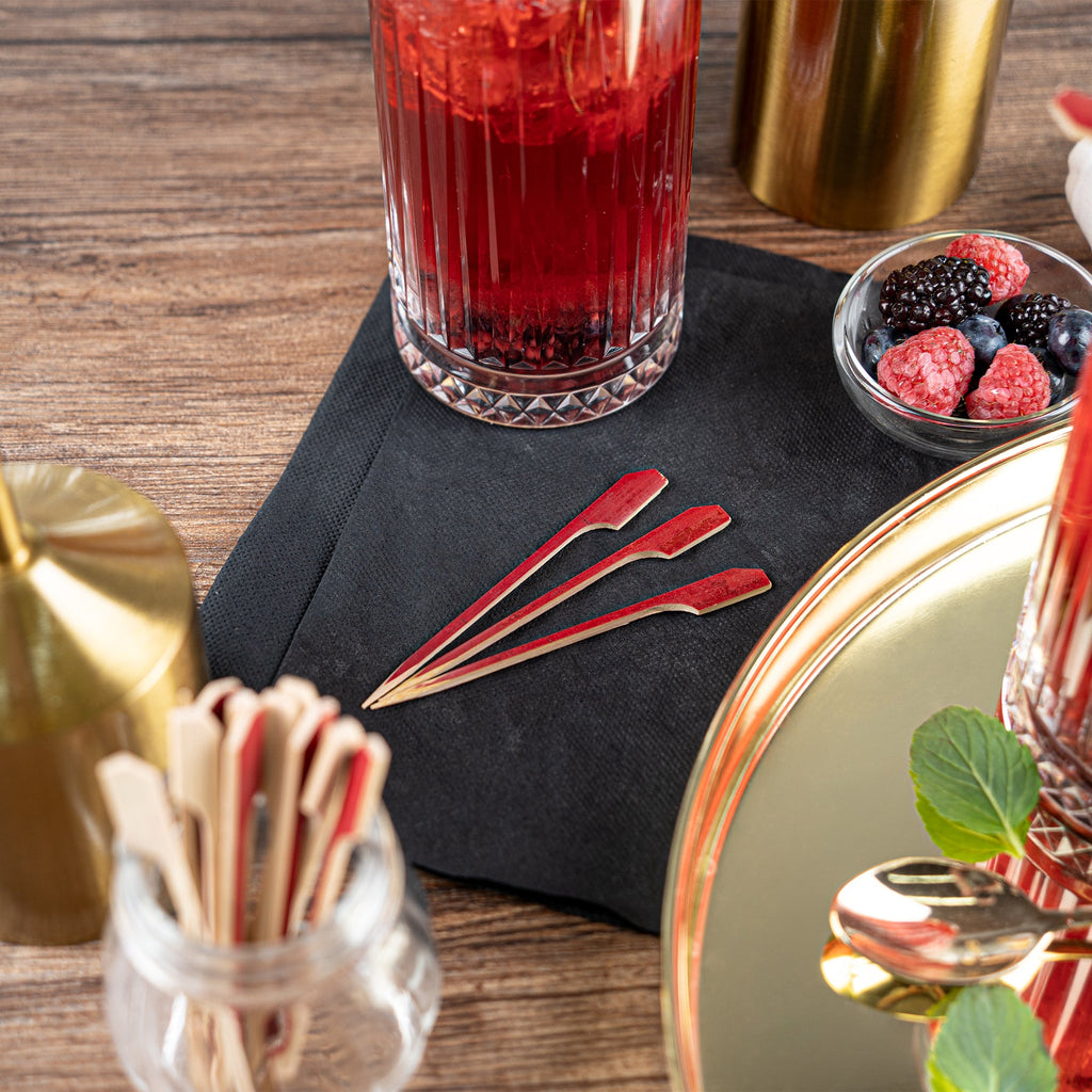 Pixy Red Bamboo Paddle Pick - 4" - 1000 count box