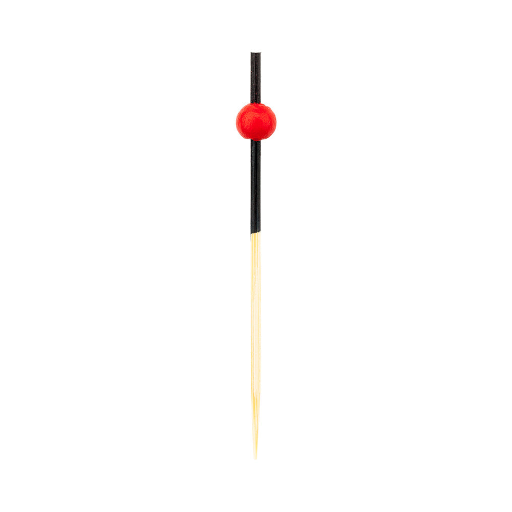 Pixy Black and Red Bamboo Short Mini Ball Pick - 2 1/2" - 1000 count box