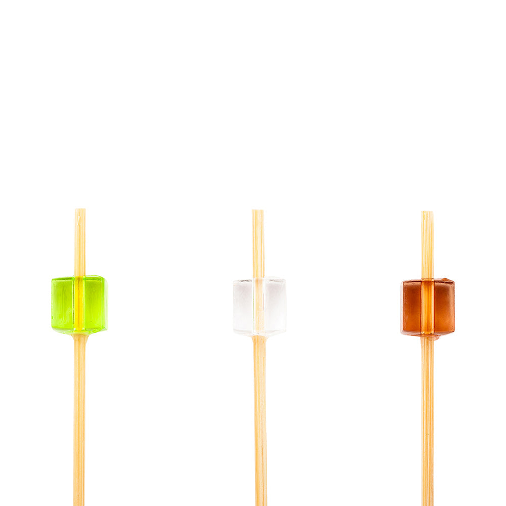 Pixy Assorted Bamboo Acrylic Block Skewer - 6" x 1/2" x 1/2" - 1000 count box
