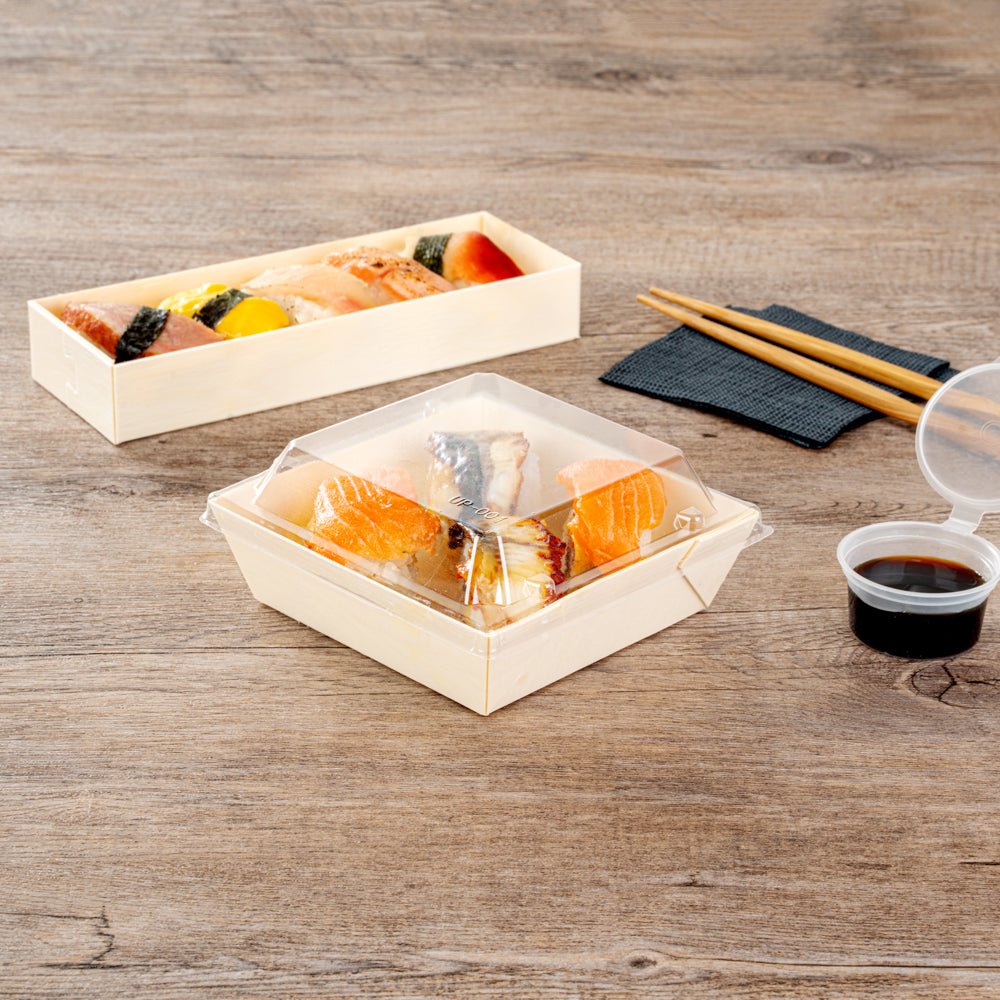 Taipei Clear Plastic Lid - Fits Square Poplar Flare Container - 100 count box