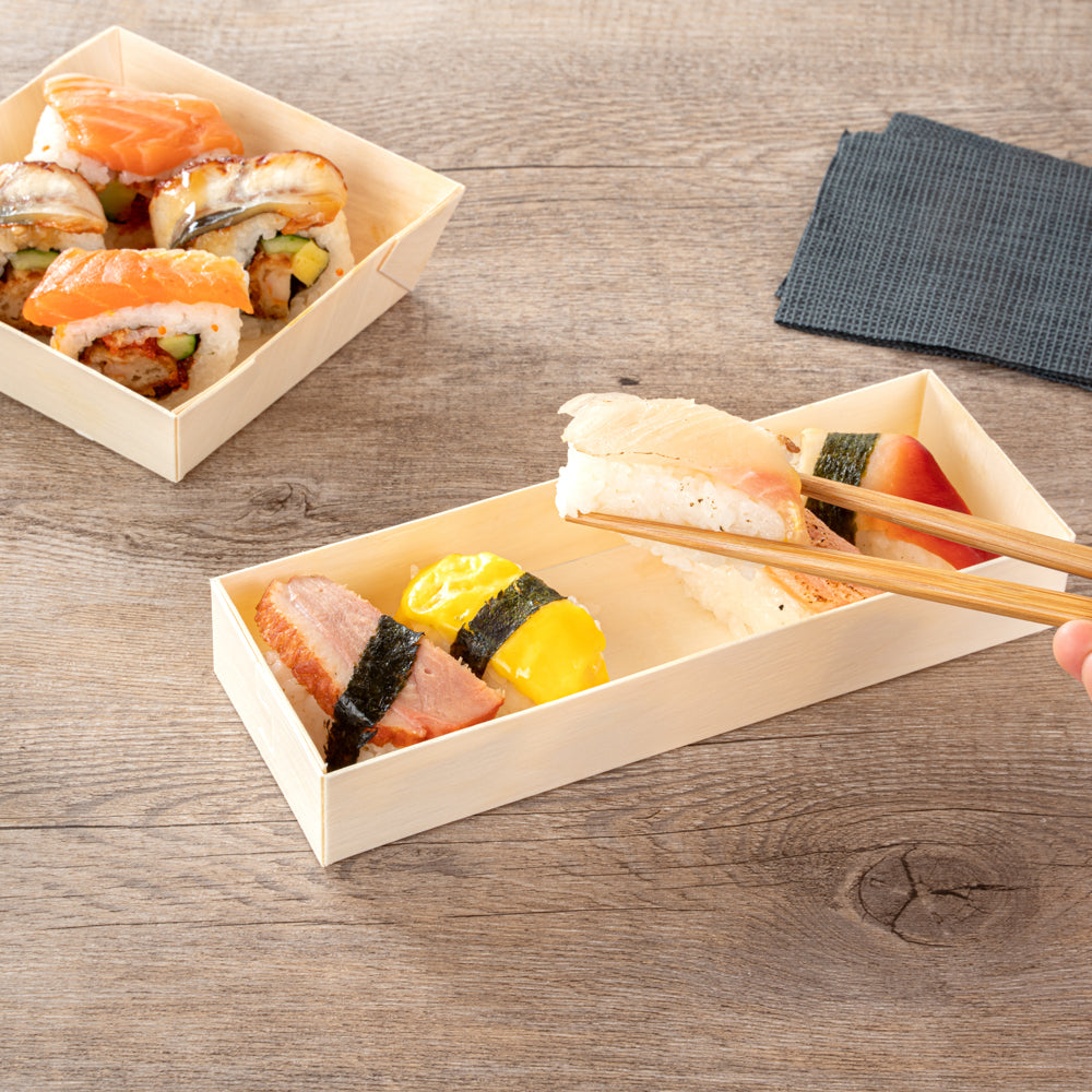 Taipei 9 oz Rectangle Poplar Container - with Window Flap Lid - 100 count box