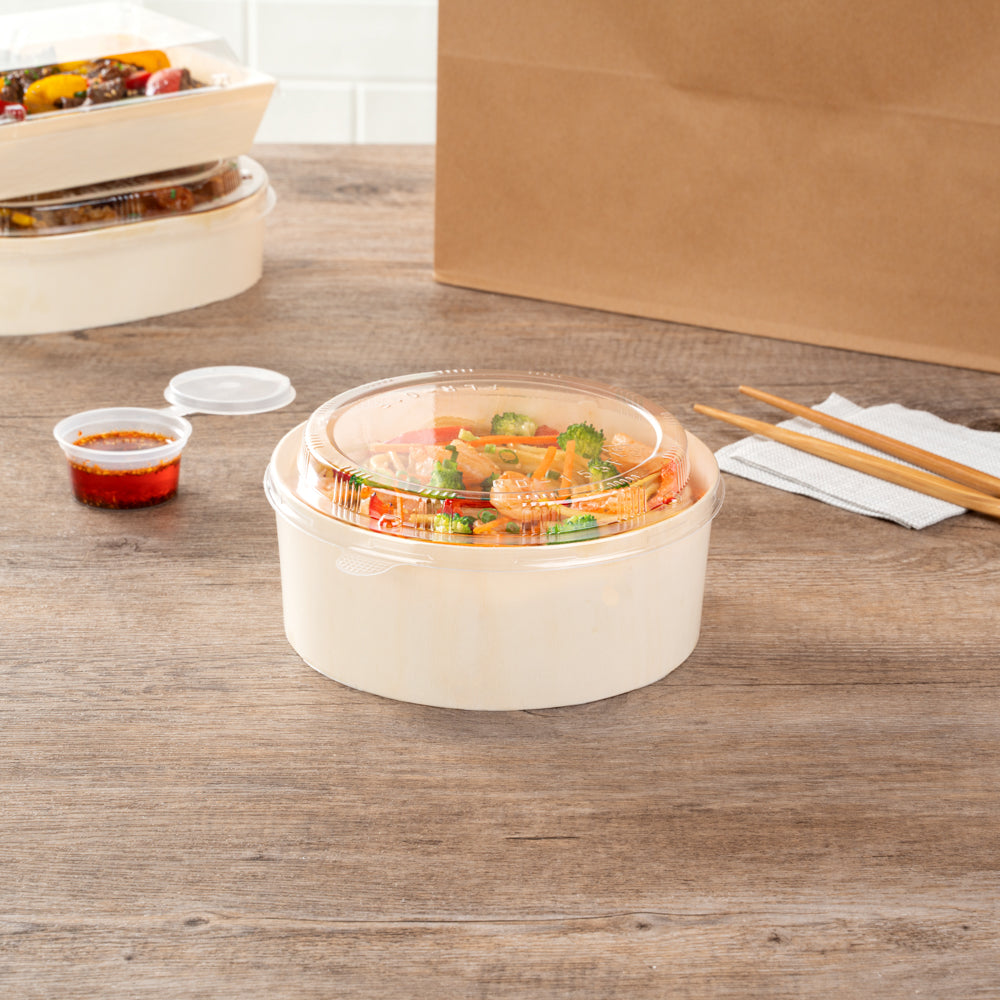 Taipei Clear Plastic Lid - Fits Round Poplar Small and Deep Containers - 100 count box