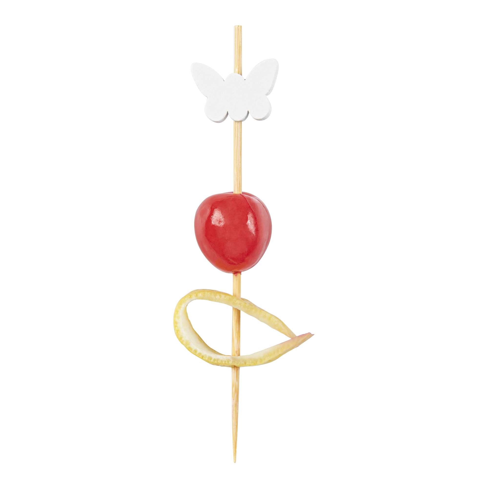 Pixy White Bamboo Butterfly Pick - 4" x 3/4" - 1000 count box