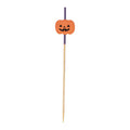 Pixy Orange Bamboo Jack-o-Lantern Pick - 4" x 3/4" - 1000 count box