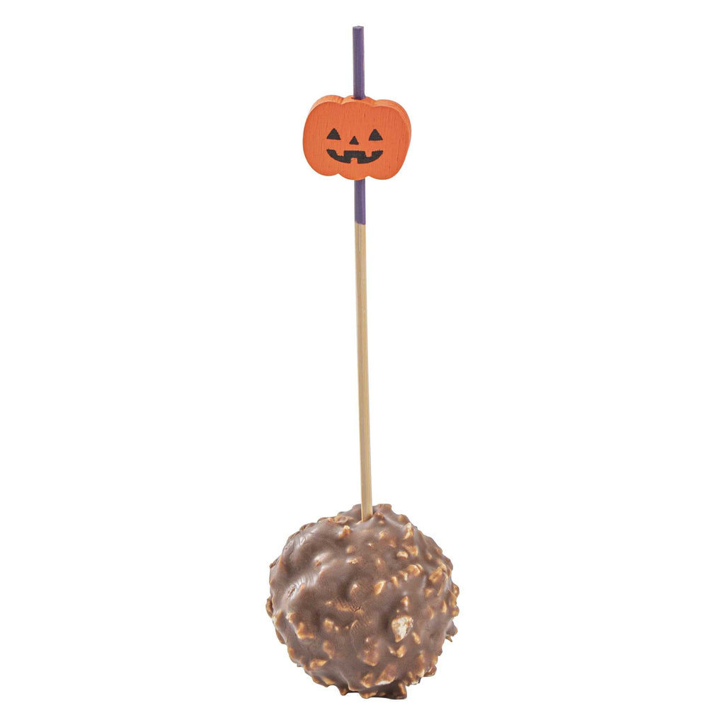 Pixy Orange Bamboo Jack-o-Lantern Pick - 4" x 3/4" - 1000 count box