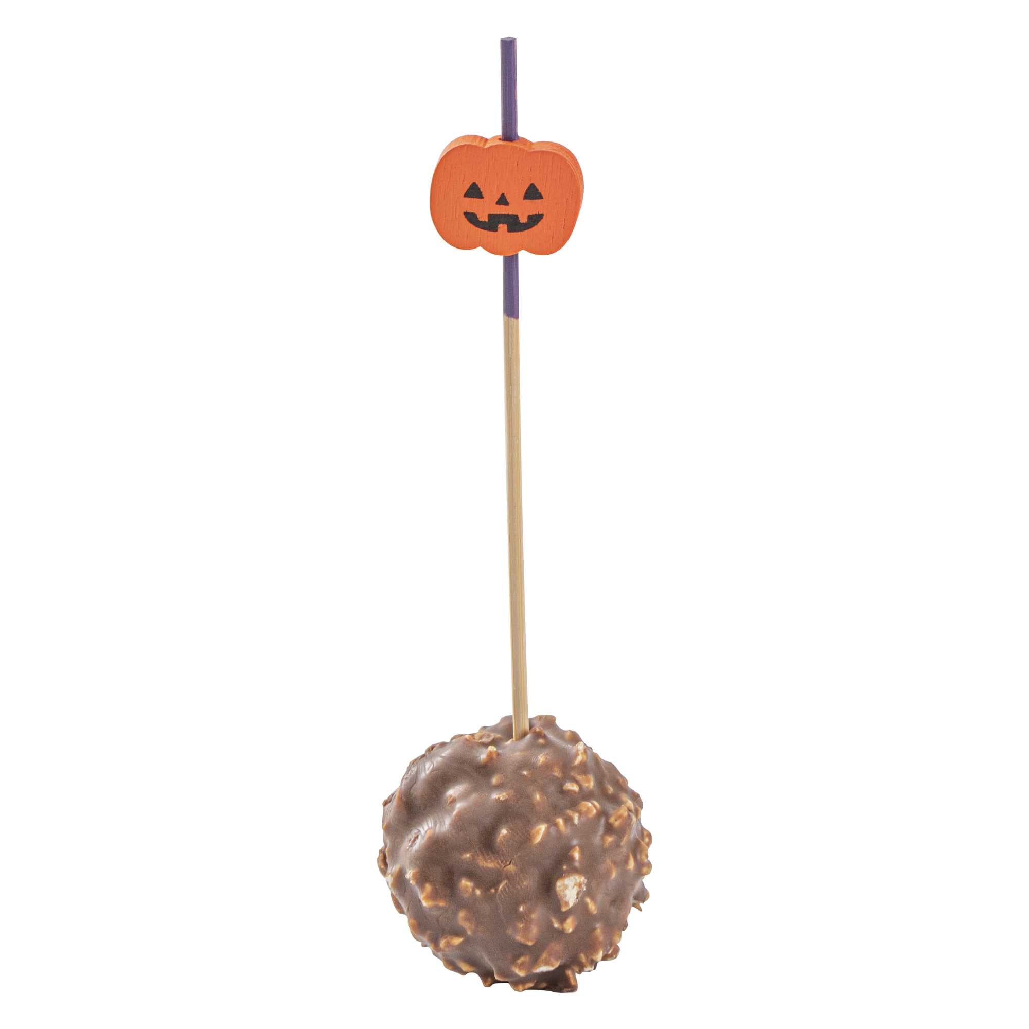 Pixy Orange Bamboo Jack-o-Lantern Pick - 4" x 3/4" - 1000 count box