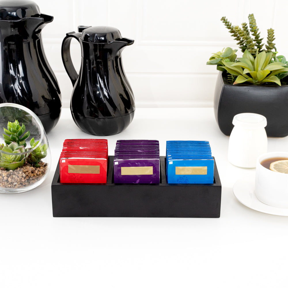 Restpresso Rectangle Black Bamboo Packet Organizer - 9 1/2" x 4 1/4" x 2" - 1 count box