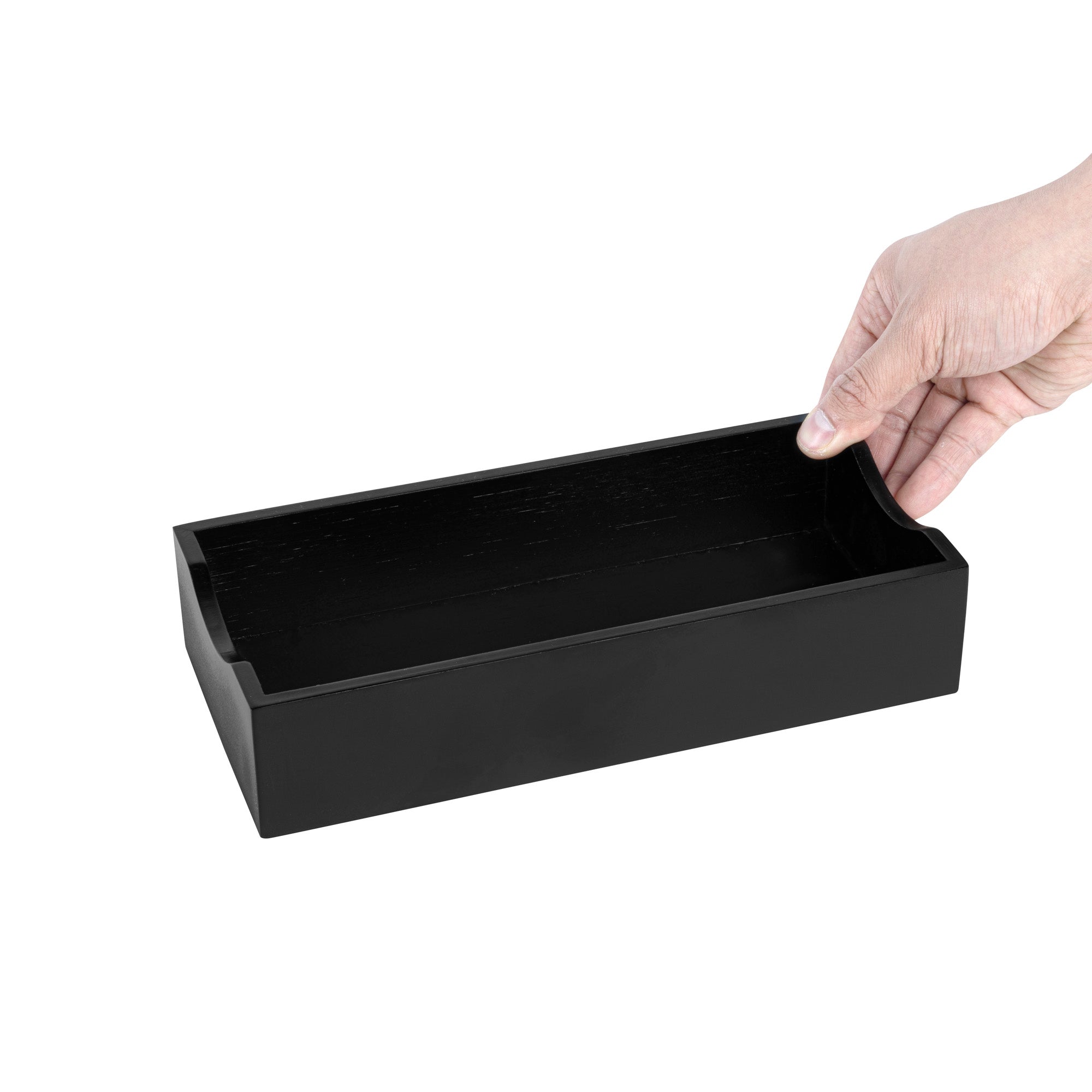 Nature Tek Rectangle Black Bamboo Napkin Holder - 9 1/2" x 4 1/4" x 2" - 1 count box