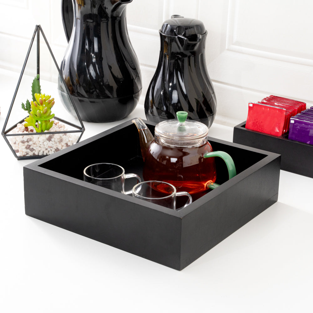 Nature Tek Square Black Bamboo Small Tray - 10" x 10" x 2 3/4" - 1 count box