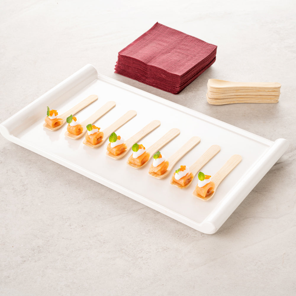 Eco Luxe Rounded Square Natural Bamboo Tasting Spoon - 3 1/2" - 1000 count box