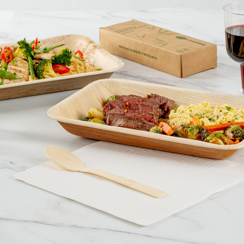 Bambuddha Natural Bamboo Disposable Spoon - Retail Pack - 7" x 1 1/4" - 24 count box