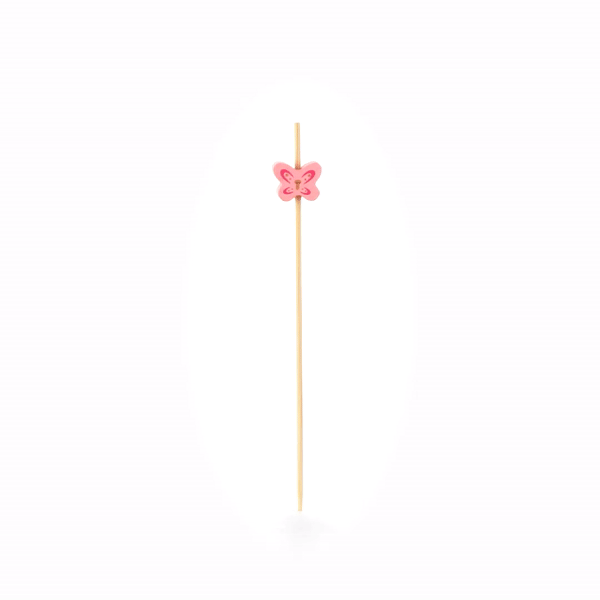 Pixy Pink Bamboo Butterfly Pick - 4 3/4" - 1000 count box