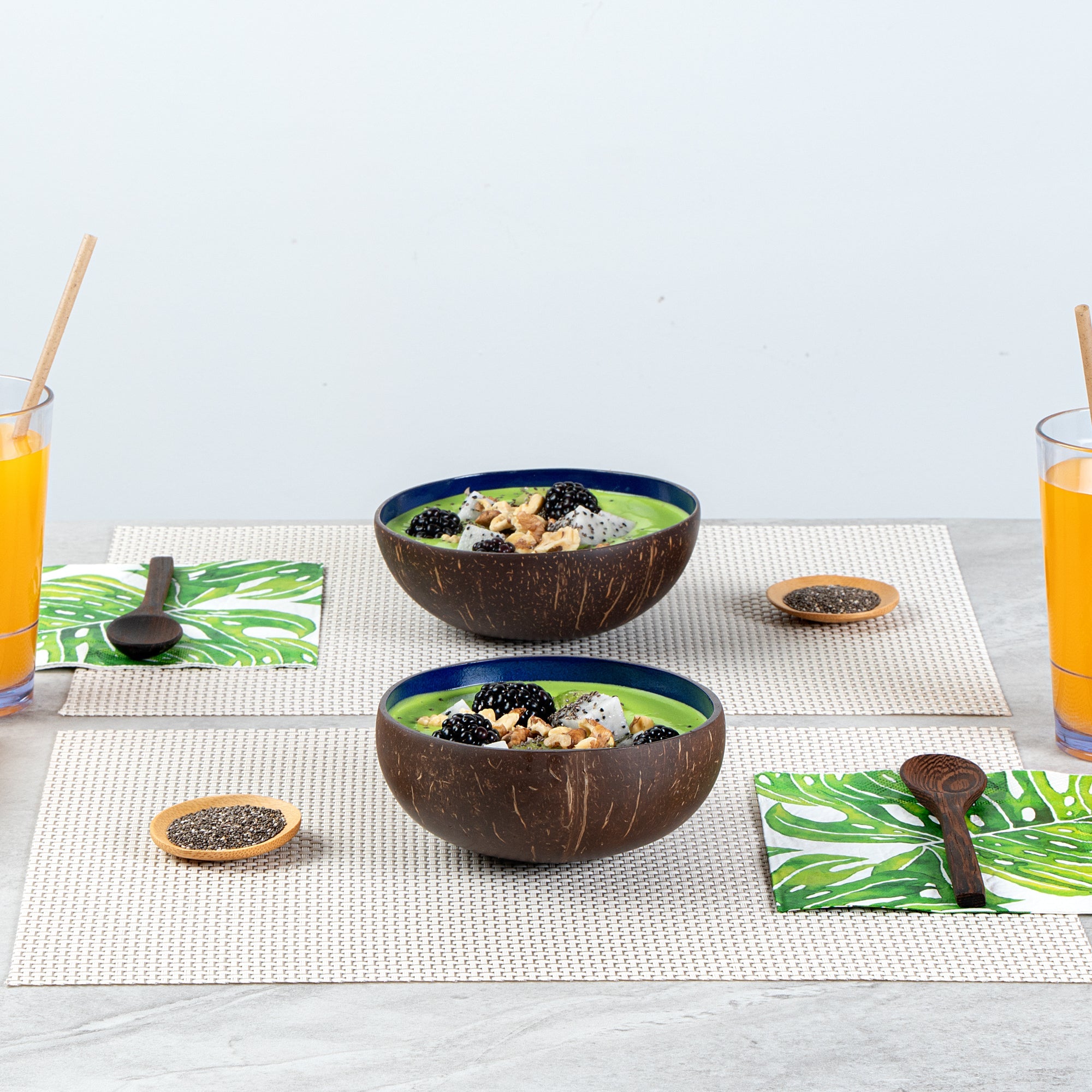 Coco Casa 16 oz Metallic Blue Handmade Coconut Bowl - 10 count box
