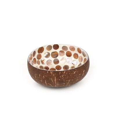 Coco Casa 16 oz White Handmade Circle Coconut Bowl - 10 count box