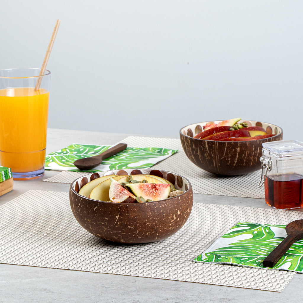Coco Casa 16 oz White Handmade Circle Coconut Bowl - 10 count box
