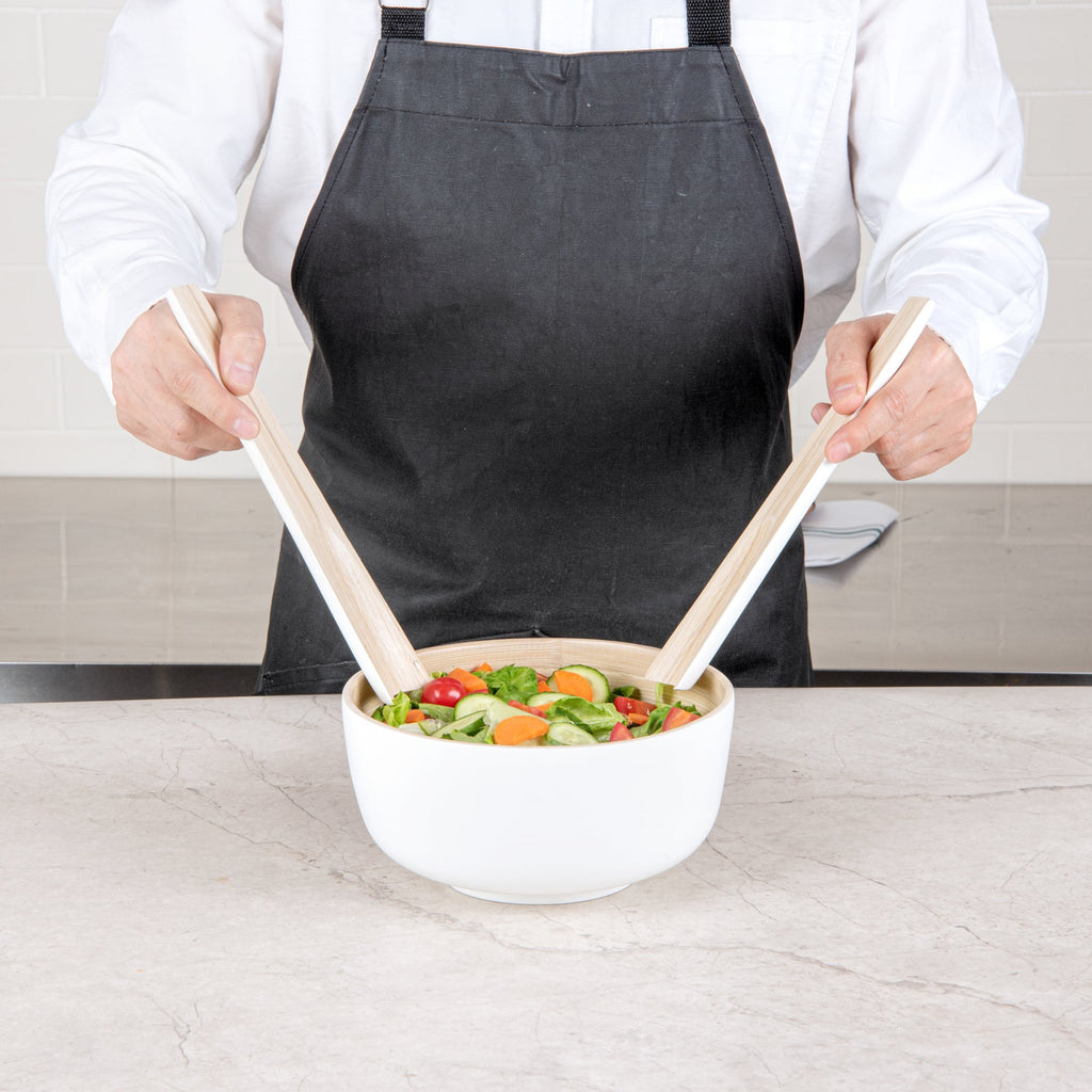 Bambuddha White Spun Bamboo 2-Piece Salad Server Set - 9 3/4" - 10 count box