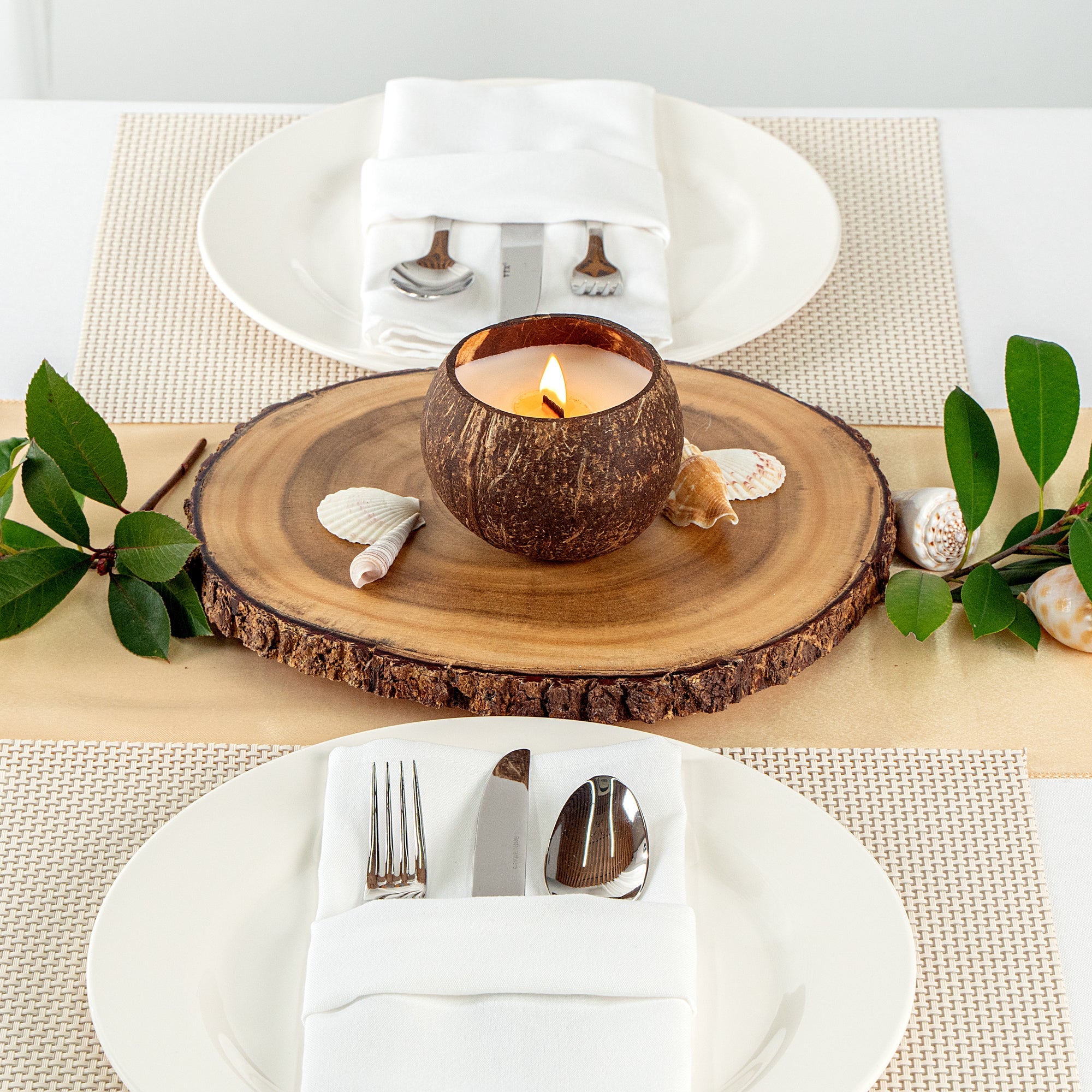 Coco Casa Handmade Coconut Shell Candle - Spring Hydrangea - 4" x 4" x 2 3/4" - 10 count box