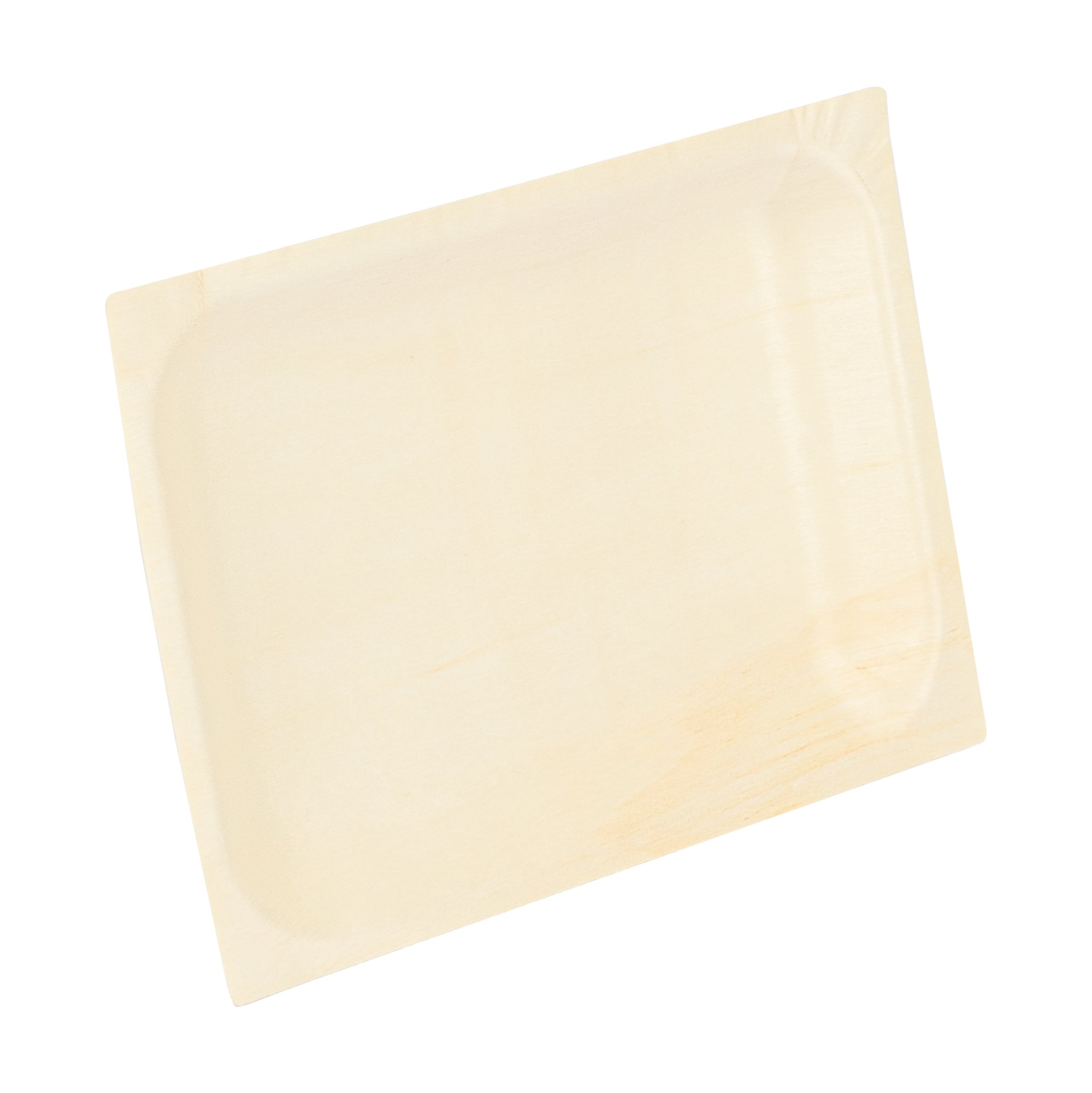 Taipei Rectangle Natural Poplar Plate - 7'' x 5'' x 1/2'' - 50 count box