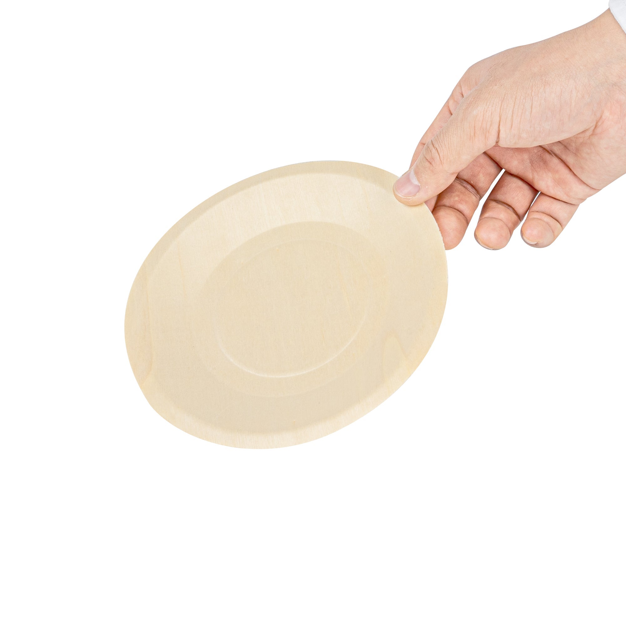 Taipei Round Natural Poplar Plate - 6'' x 6'' - 200 count box