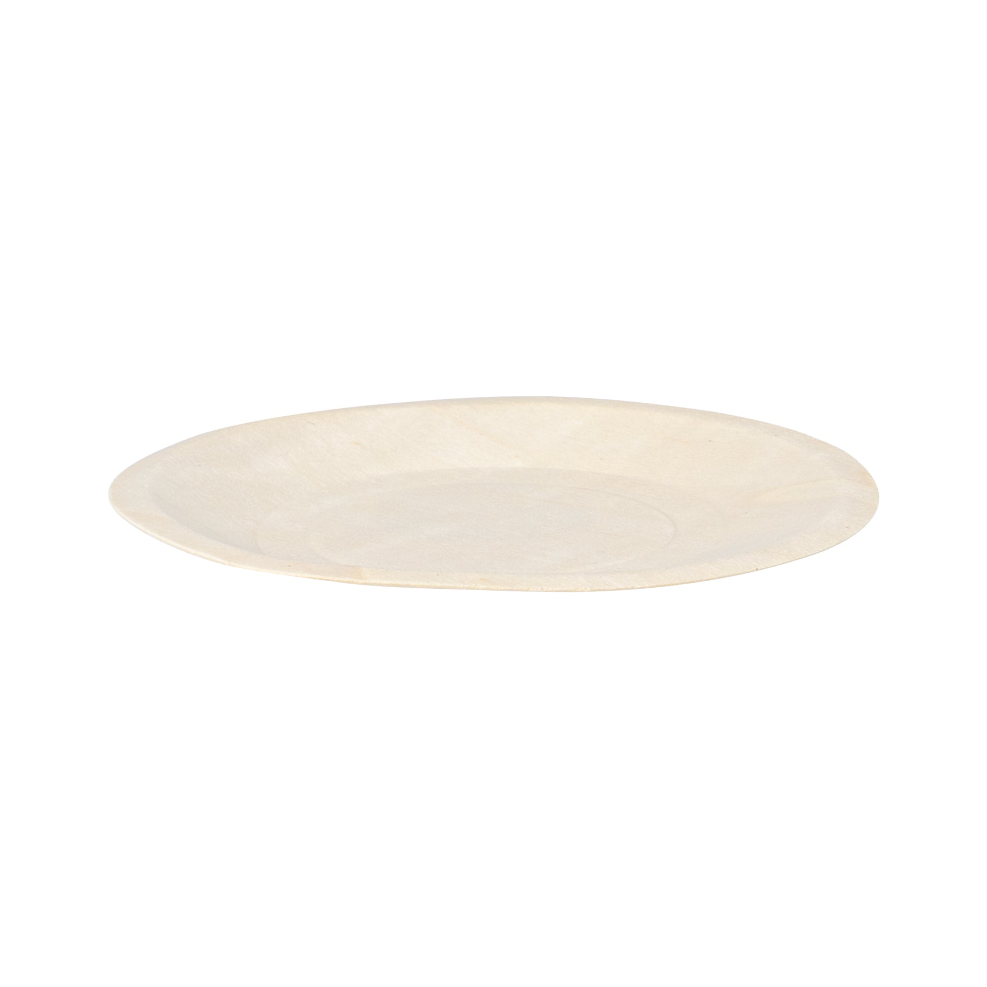 Taipei Round Natural Poplar Plate - 6'' x 6'' - 200 count box