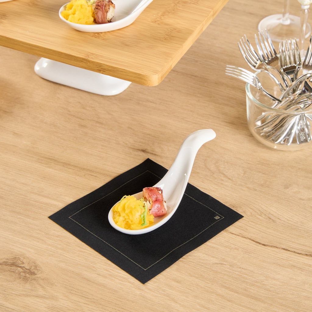 Chef 101 White Porcelain Wave Spoon - 5" x 1 3/4" x 1" - 10 count box