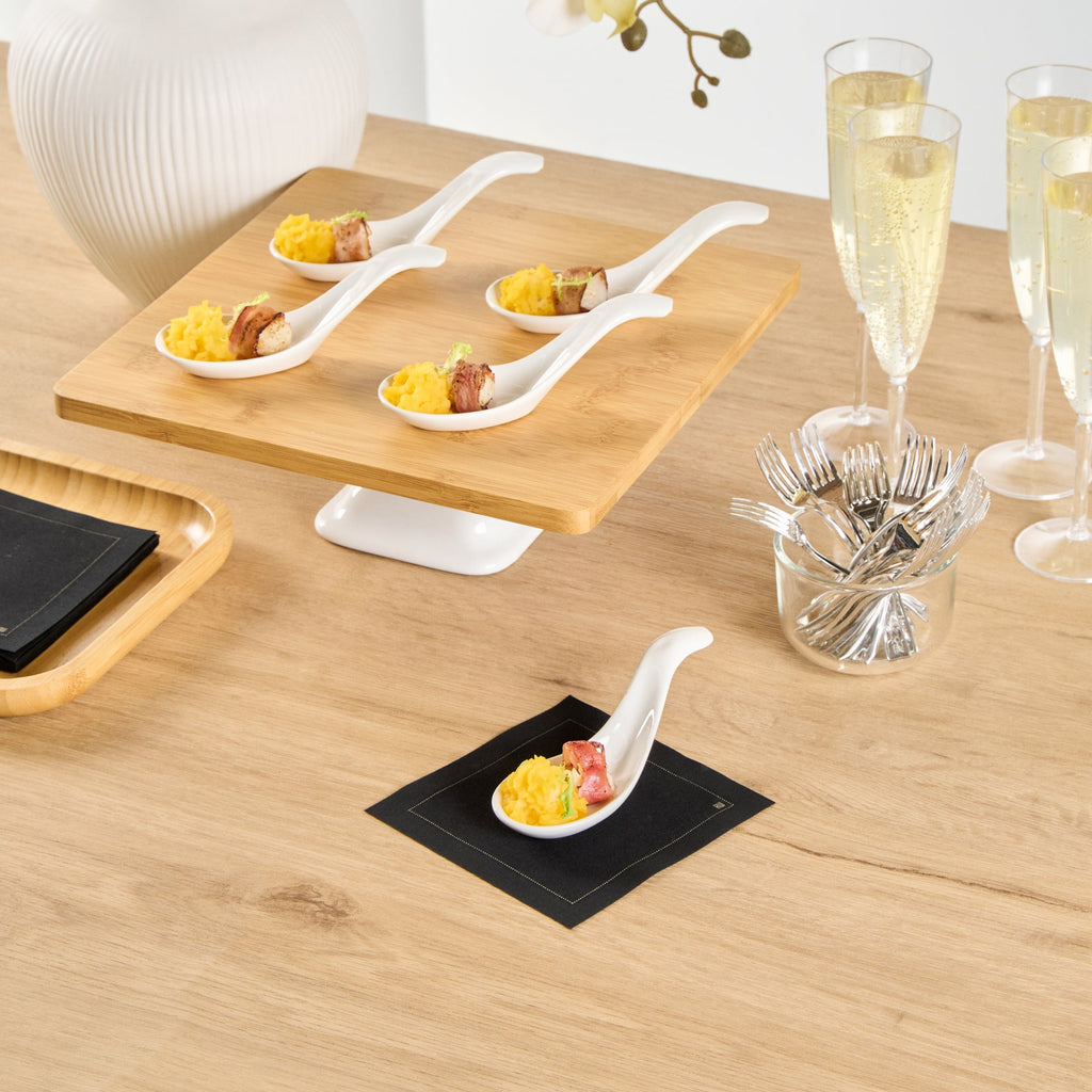Chef 101 White Porcelain Wave Spoon - 5" x 1 3/4" x 1" - 10 count box