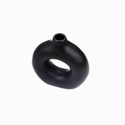 Table Art Black Ceramic Donut Vase - 5 3/4'' x 2 1/4'' x 6'' - 1 count box