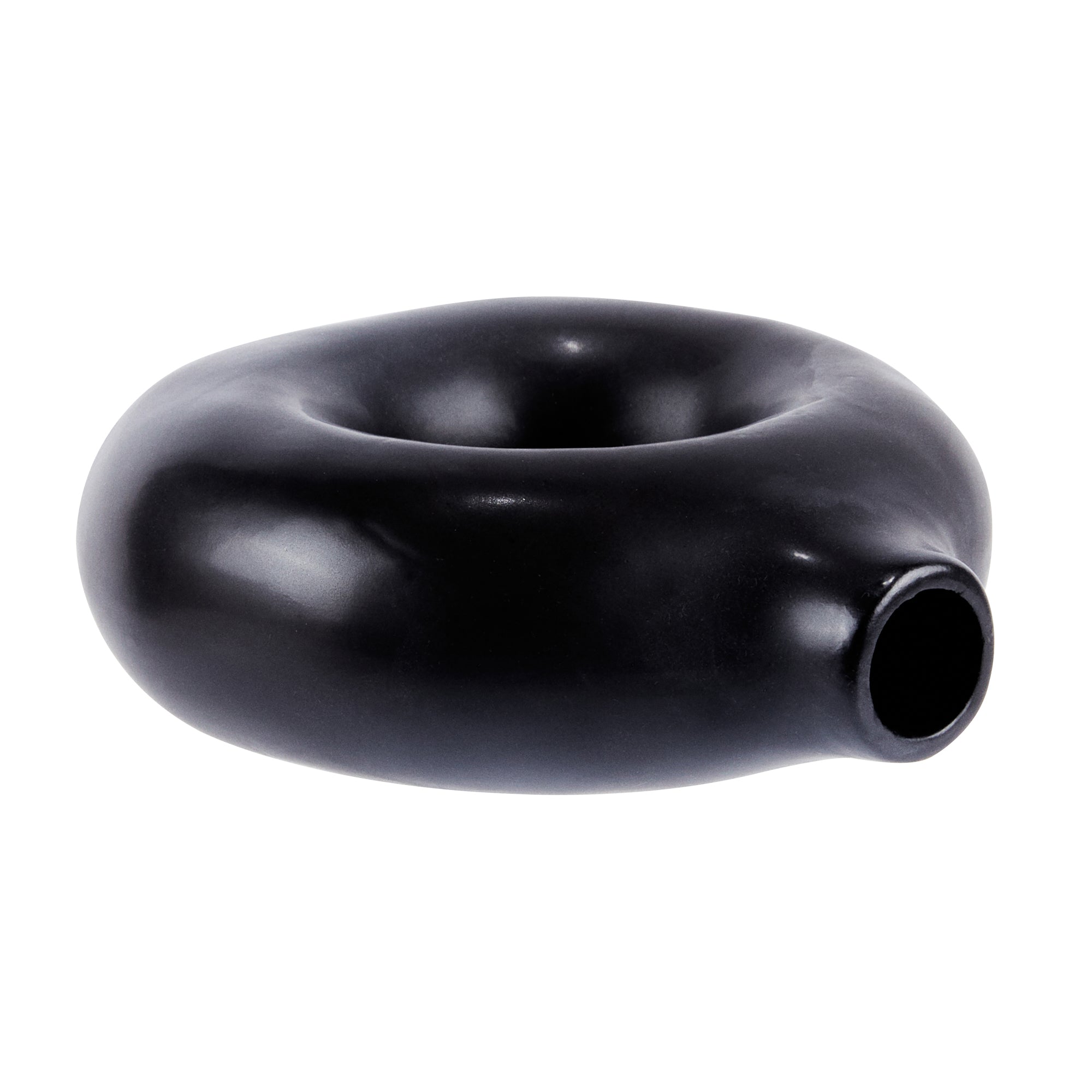 Table Art Black Ceramic Donut Vase - 5 3/4'' x 2 1/4'' x 6'' - 1 count box