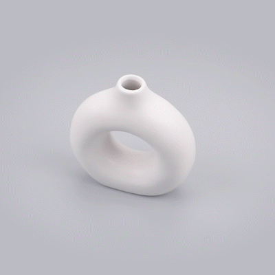 Table Art White Ceramic Donut Vase - 5 3/4'' x 2 1/4'' x 6'' - 1 count box