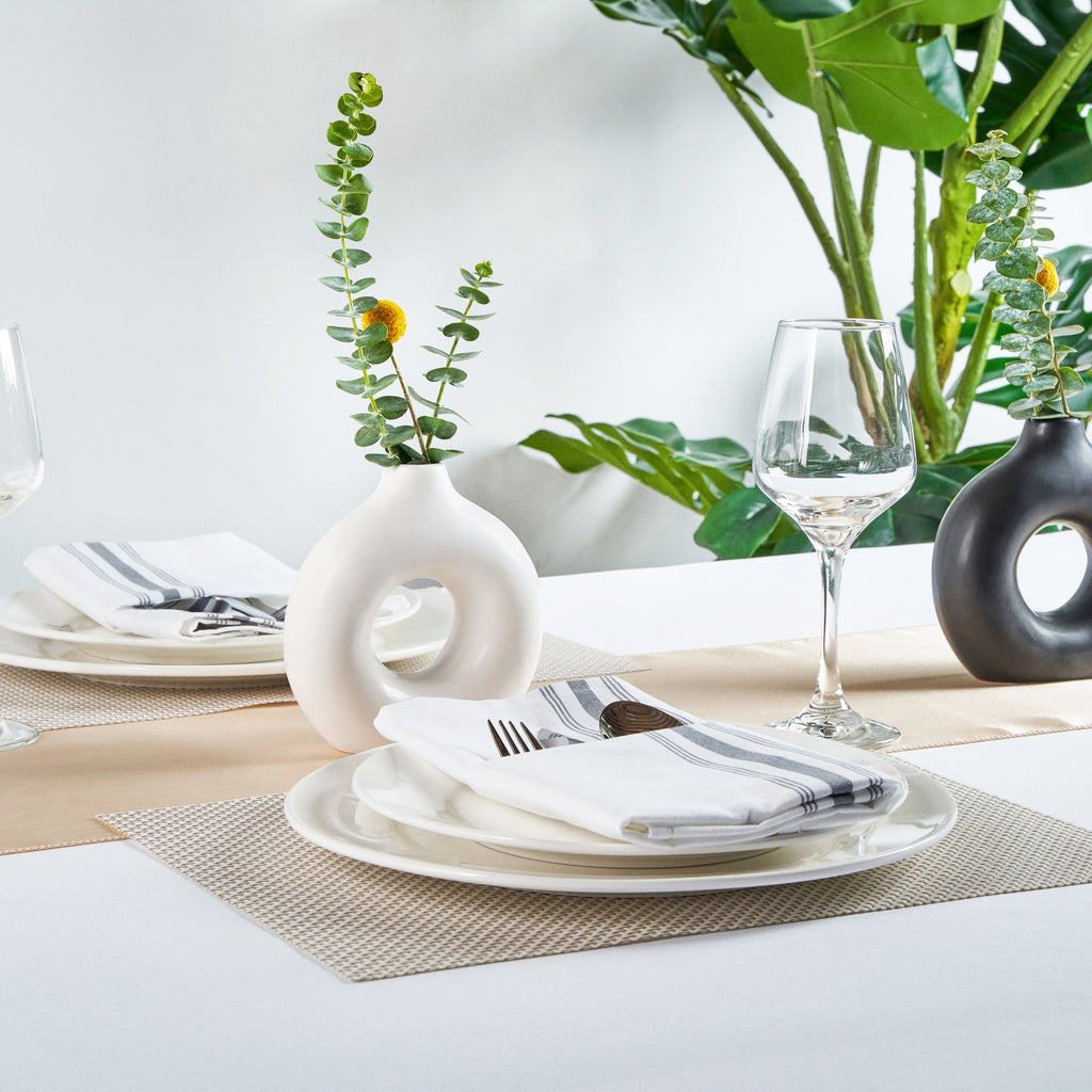 Table Art White Ceramic Donut Vase - 5 3/4'' x 2 1/4'' x 6'' - 1 count box
