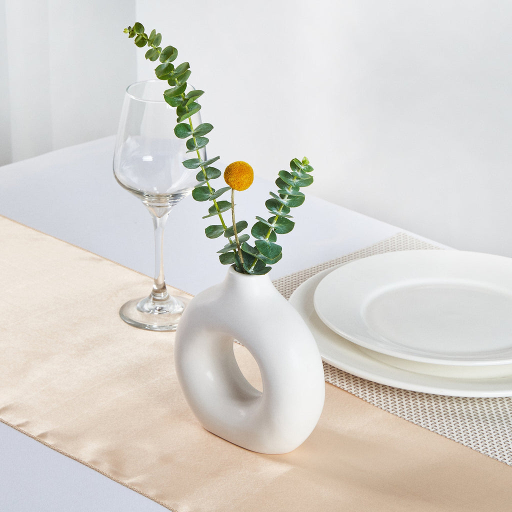 Table Art White Ceramic Donut Vase - 5 3/4'' x 2 1/4'' x 6'' - 1 count box