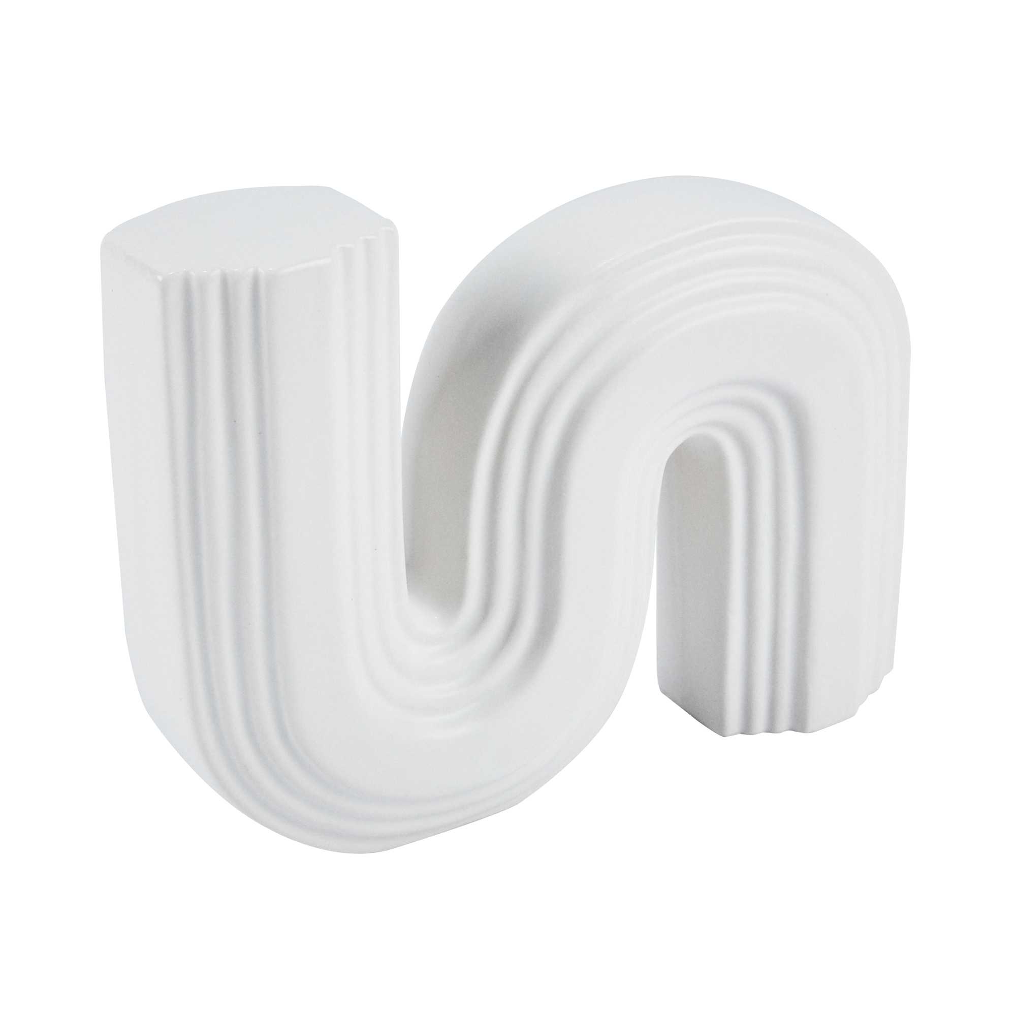 Table Art White Ceramic S-Shaped Vase - 7 1/4'' x 2'' x 6'' - 1 count box