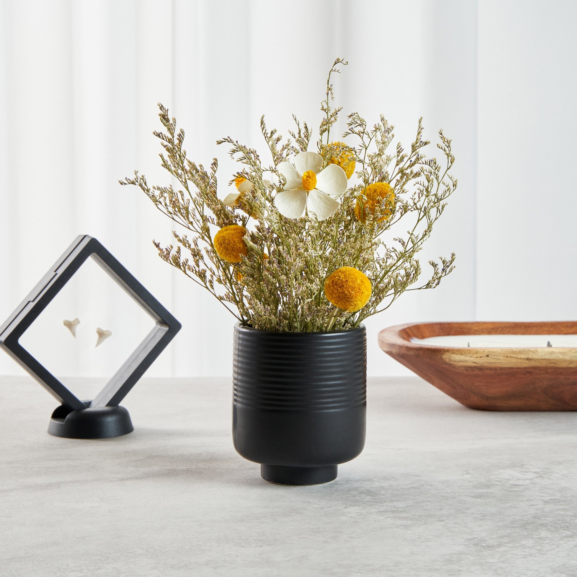 Table Art Black Ceramic Tea Cup Vase - 3'' x 3'' x 3 1/2'' - 1 count box