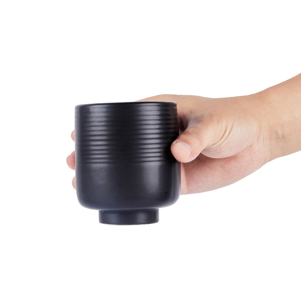 Table Art Black Ceramic Tea Cup Vase - 3'' x 3'' x 3 1/2'' - 1 count box