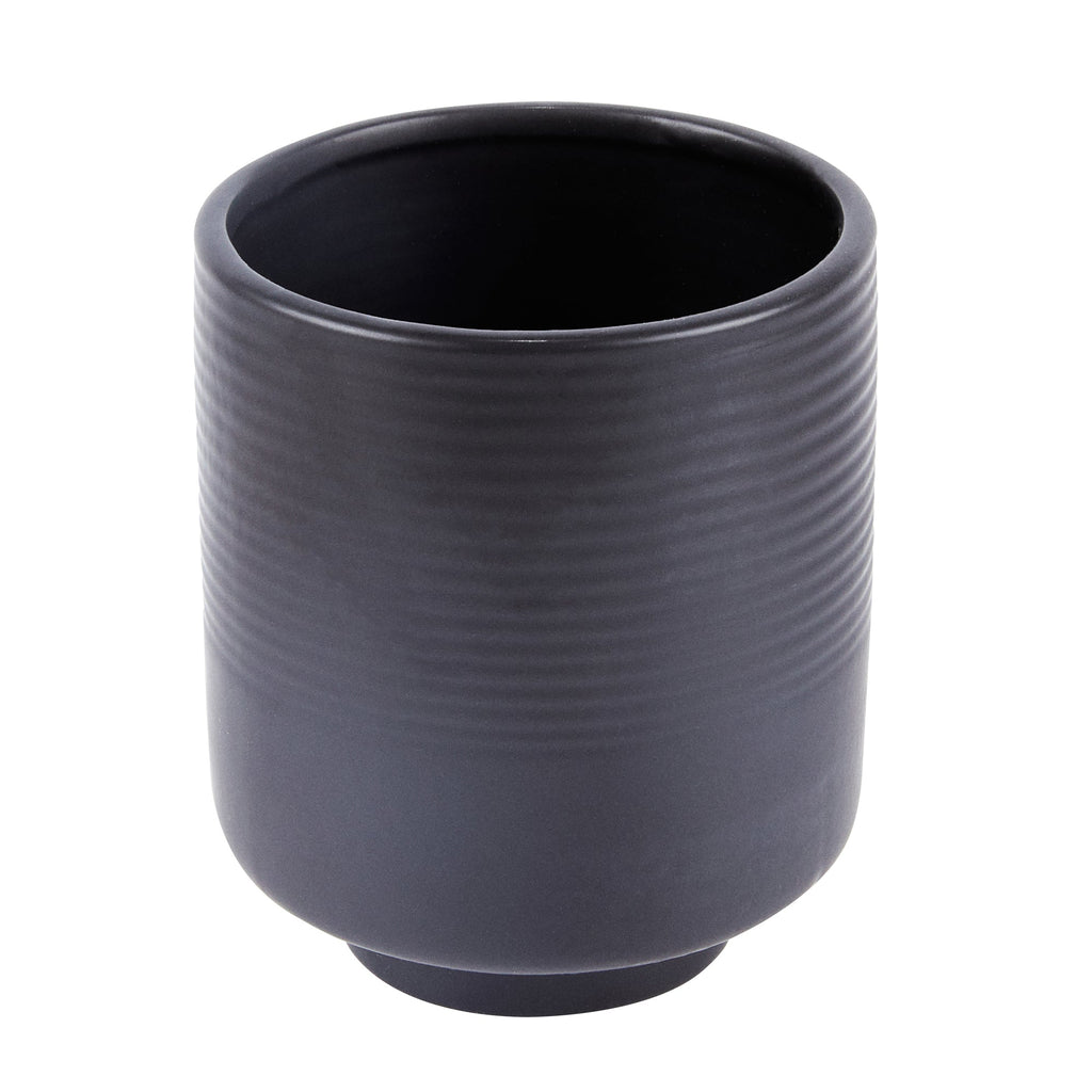 Table Art Black Ceramic Tea Cup Vase - 4 1/2'' x 4 1/2'' x 5'' - 1 count box