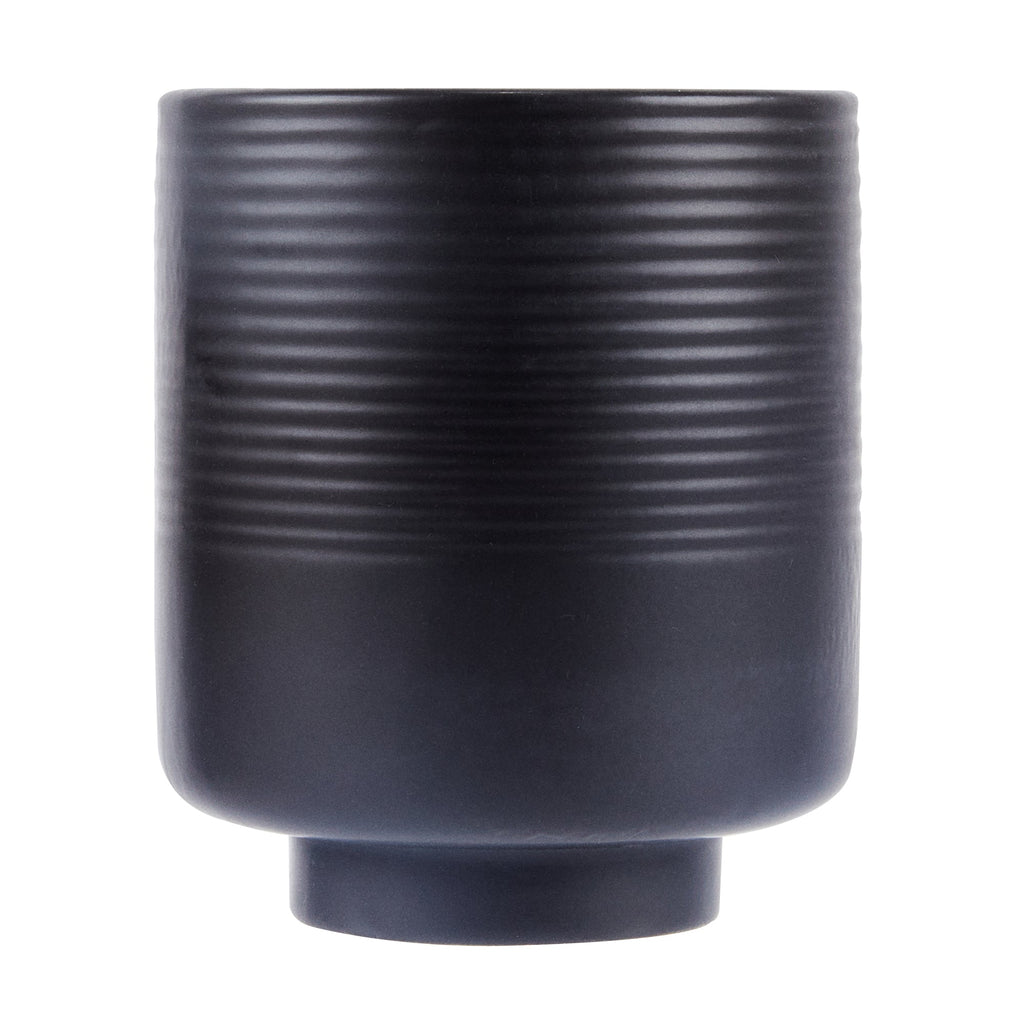 Table Art Black Ceramic Tea Cup Vase - 4 1/2'' x 4 1/2'' x 5'' - 1 count box