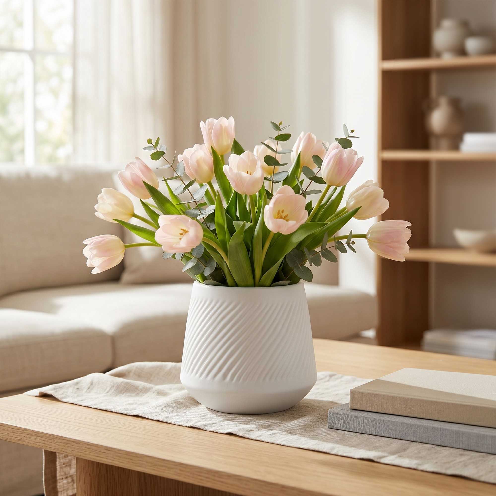 Table Art White Ceramic Tea Cup Vase - 6'' x 6'' x 5 1/2'' - 1 count box
