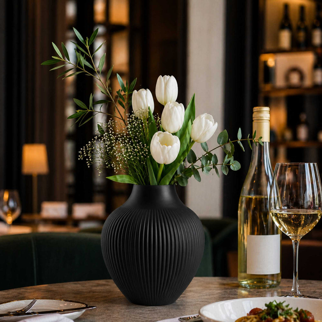 Table Art Black Ceramic Balloon Vase - 7'' x 7'' x 8'' - 1 count box