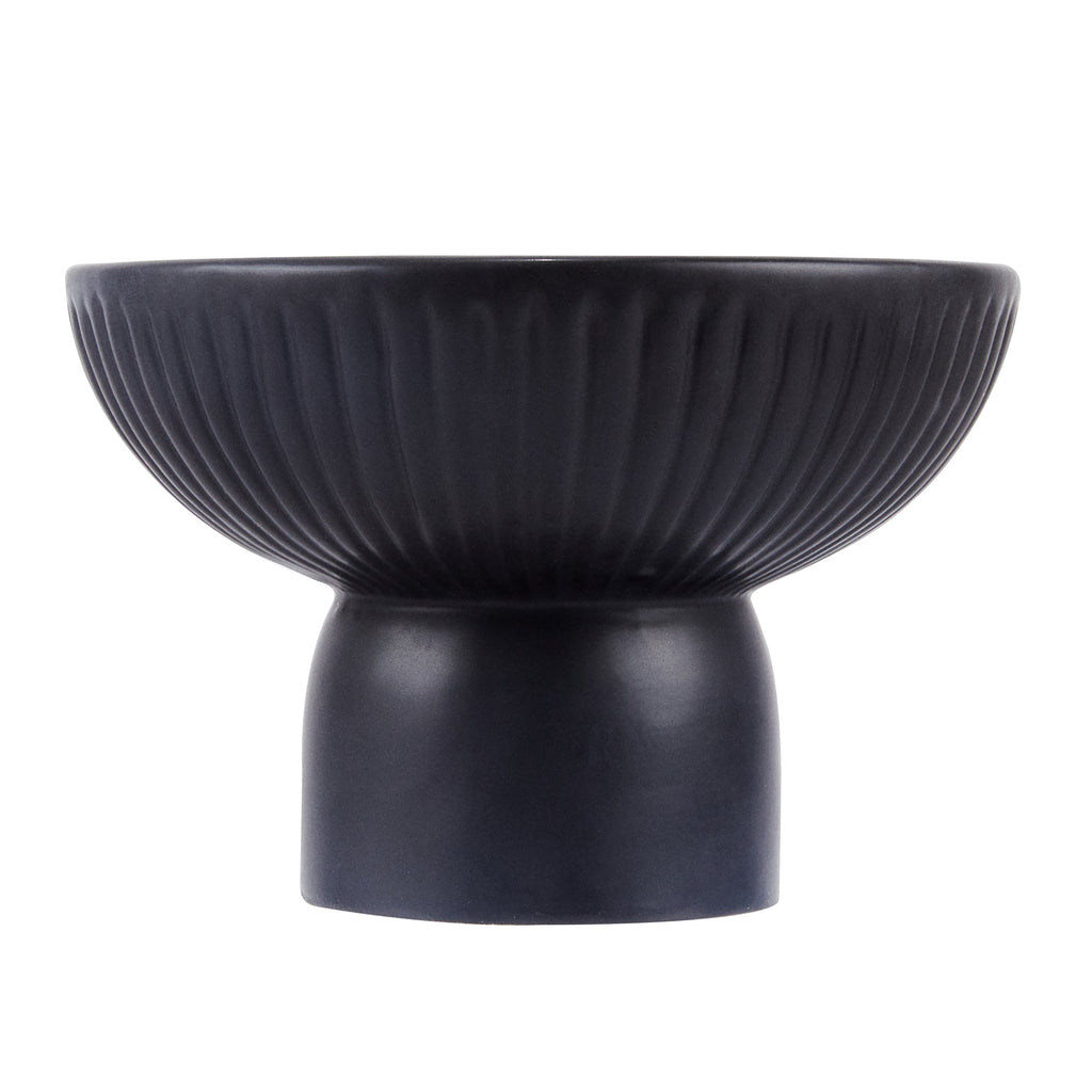 Table Art Black Ceramic Pedestal Vase - 6'' x 6'' x 4'' - 1 count box
