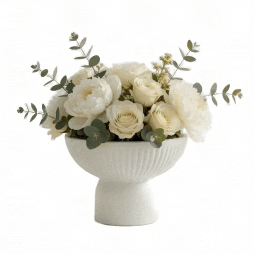 Table Art White Ceramic Pedestal Vase - 6'' x 6'' x 4'' - 1 count box