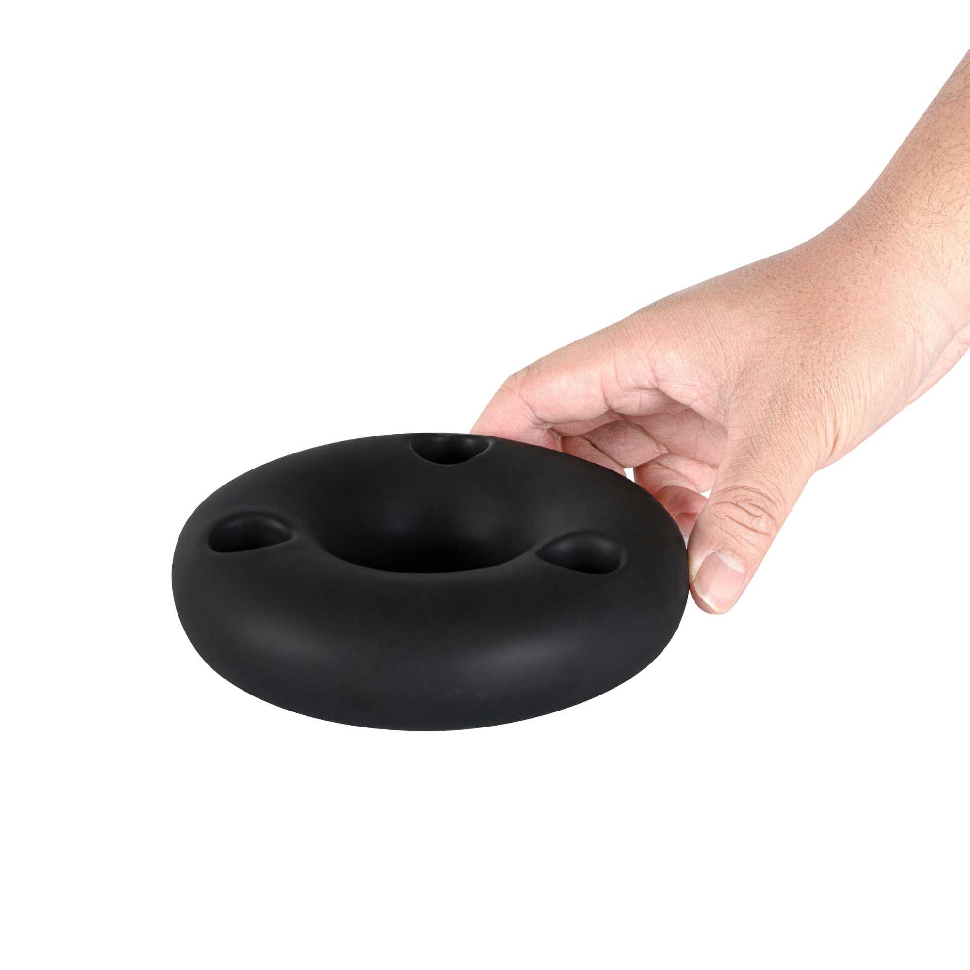 Table Art Black Ceramic Ring Vase - 6'' x 6'' x 1 3/4'' - 1 count box